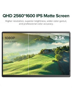 V2COM 16" 2.5K QHD Portable Monitor, 2560×1600, 350cd/㎡, Dual USB-C & USB-C with DP, Ultra-Slim, Landscape & Portrait Mode, Travel-Friendly External Screen for Laptop, Gaming, and Work  - Image 3