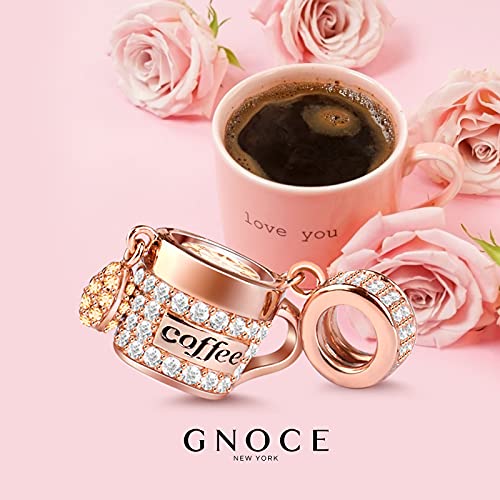 GNOCE Rose Gold Coffee Cup Pendant Charms for Bracelet/Necklace 925 Sterling Silver Dangle Charms For Women Mom Daughter Wife Jewelry Gift - Image 2