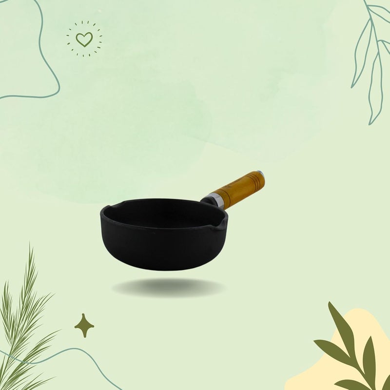 TRILONIUM Pre-Seasoned Cast Iron Tadka Pan 13 Cms | Chinese Melting Pot 400Ml,Black - Image 3
