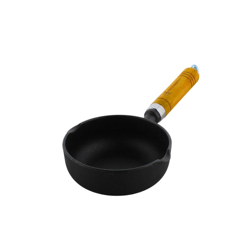 TRILONIUM Pre-Seasoned Cast Iron Tadka Pan 13 Cms | Chinese Melting Pot 400Ml,Black - Image 1