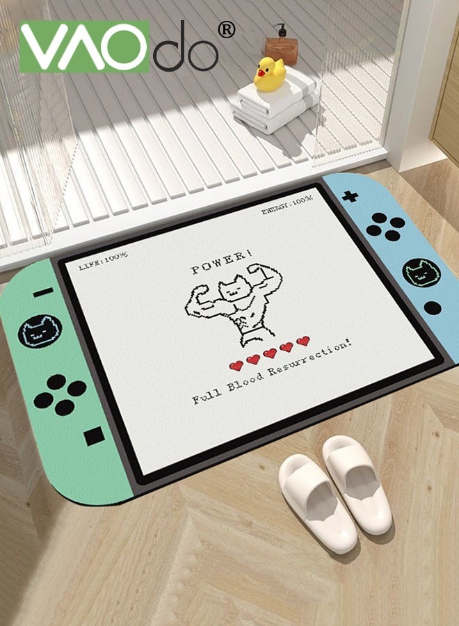 فاو دو سجادة حمام بتصميم وحدة التحكم في الألعاب، سجادة حمام، سجادة حمام ناعمة مانعة للانزلاق، سجادة حمام سريعة الامتصاص للماء، سجادة حمام ماصة قابلة للغسل لغرفة المعيشة وغرفة النوم والحمام والمكتب 60*90 سم - Image 1