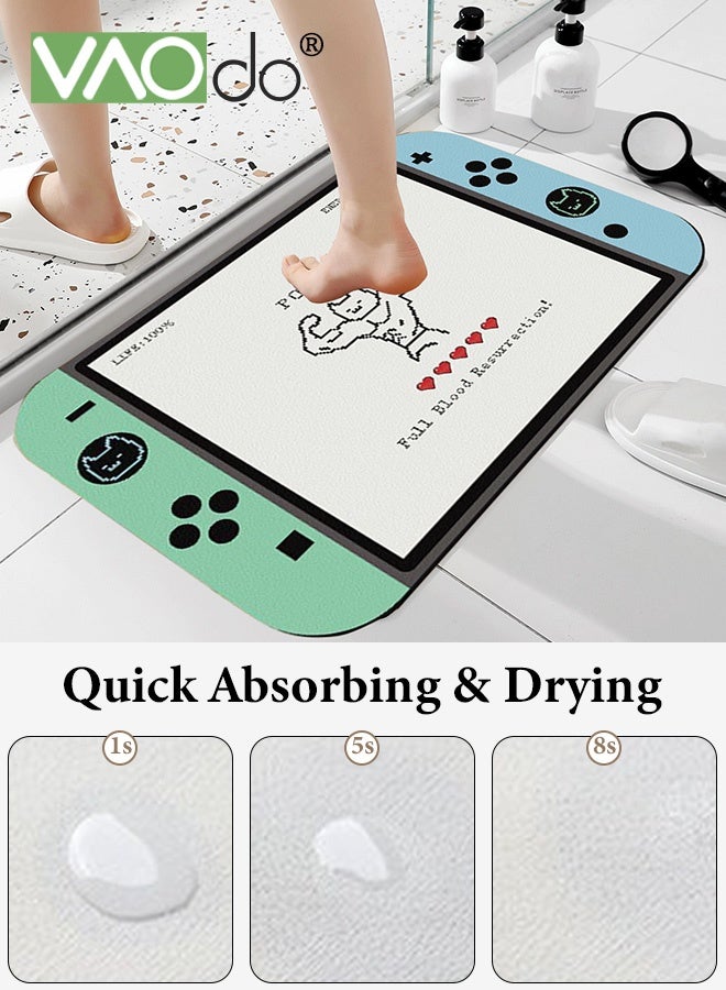 فاو دو سجادة حمام بتصميم وحدة التحكم في الألعاب، سجادة حمام، سجادة حمام ناعمة مانعة للانزلاق، سجادة حمام سريعة الامتصاص للماء، سجادة حمام ماصة قابلة للغسل لغرفة المعيشة وغرفة النوم والحمام والمكتب 60*90 سم - Image 5