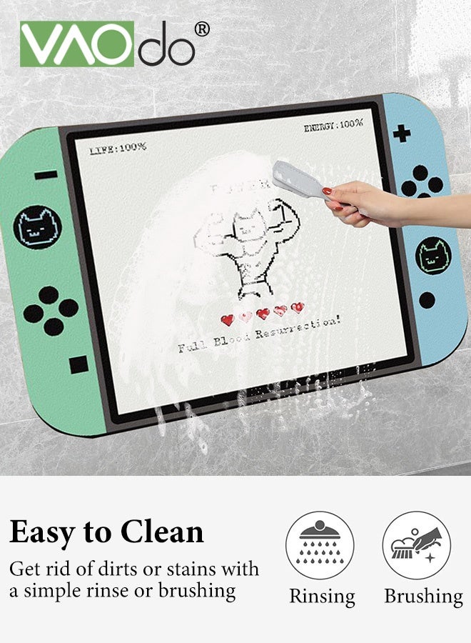 فاو دو سجادة حمام بتصميم وحدة التحكم في الألعاب، سجادة حمام، سجادة حمام ناعمة مانعة للانزلاق، سجادة حمام سريعة الامتصاص للماء، سجادة حمام ماصة قابلة للغسل لغرفة المعيشة وغرفة النوم والحمام والمكتب 60*90 سم - Image 3