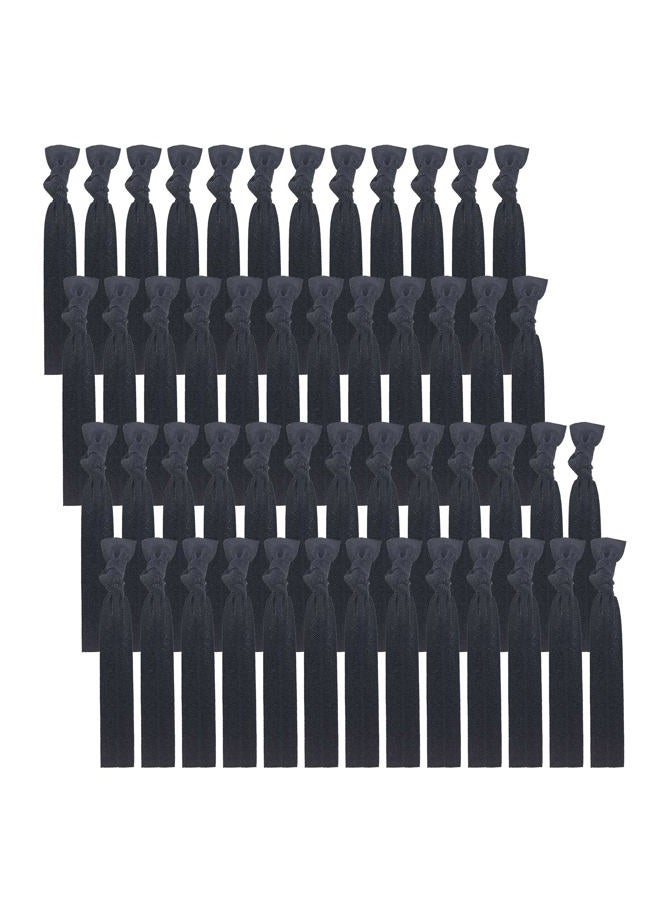 manipepe 50 Pack Solid Color Knotted Hair Ties - No Crease Hair Ponytail Elastics for Women and Girls (black) - Image 1