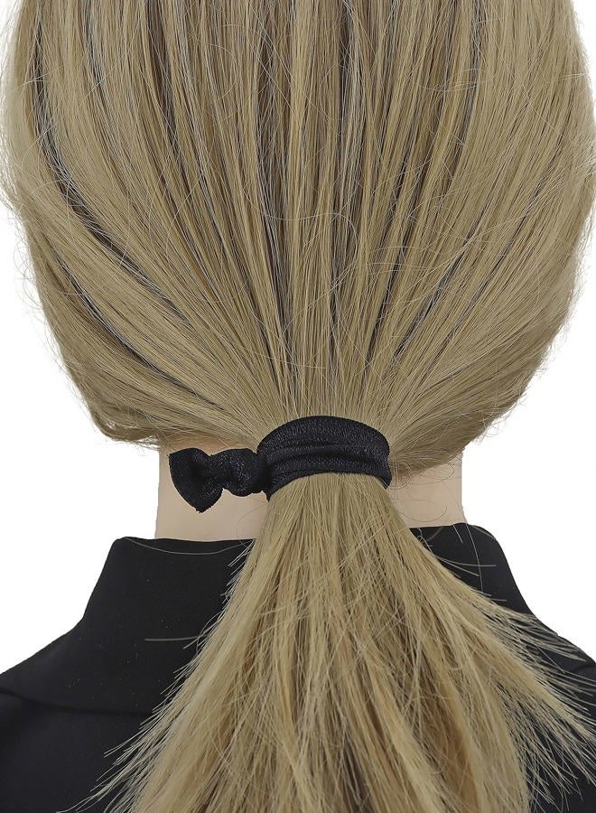 manipepe 50 Pack Solid Color Knotted Hair Ties - No Crease Hair Ponytail Elastics for Women and Girls (black) - Image 3