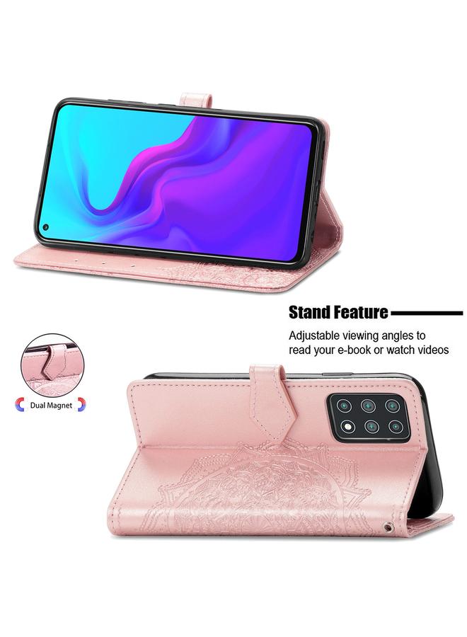 زبون جراب لهاتف Cubot X30، جراب جلدي أفقي قابل للطي، منقوش عليه زهرة ماندالا، مزود بحامل وثلاث فتحات للبطاقات ومحفظة وحبل تعليق - Image 4