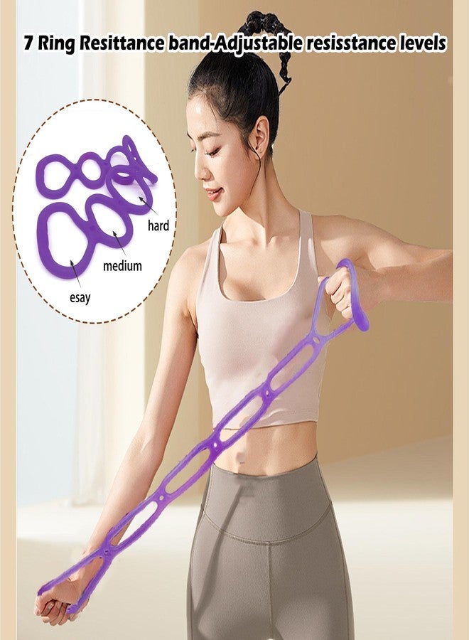 VKSG 7 Ring Adjustable Loop Resistance Bands for Working Out Walk at Home，Workout Bands Exercise Stretch Band for Women&Men Fitness, Yoga, Pilates-Non-Slip, Durable Rubber, Home/Gym Use (Purple) - Image 4