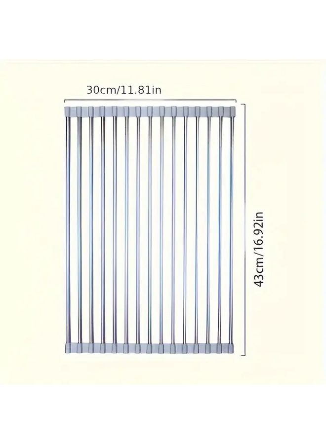 1 PC Stainless Steel Foldable Kitchen Sink Dish Drain Rack Water Filter - Image 3