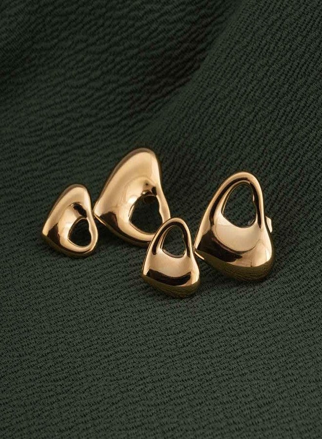 بالموناس أقراط بالموناس الذهبية المتدلية على شكل قلب منحوت للنساء - مطلية بالذهب، مقاومة للماء والتآكل | هدية مثالية للنساء والفتيات | مجوهرات متينة وخفيفة الوزن ومريحة للنساء - Image 2