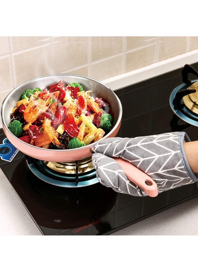 قفازات وحاملات الفرن -قفازات طهي من السيليكون غير انزلاقي معاد تدويرها للطهي وشواء الخبز (مجموعة من 4 قطع، رمادي) - Image 2