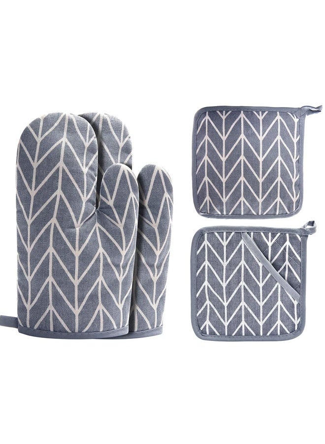 قفازات وحاملات الفرن -قفازات طهي من السيليكون غير انزلاقي معاد تدويرها للطهي وشواء الخبز (مجموعة من 4 قطع، رمادي) - Image 1