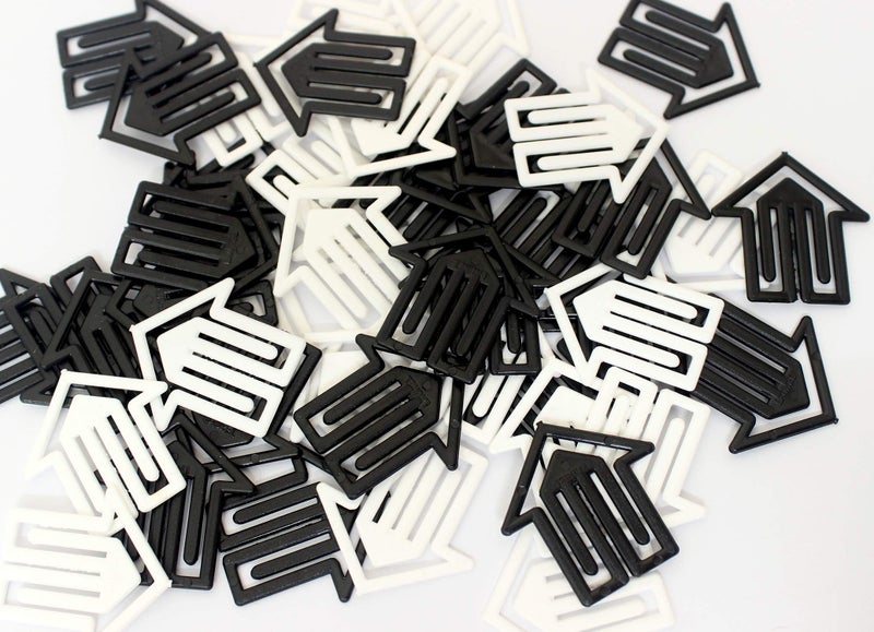 Laurel Decorative Multipurpose Arrow Shaped Paper Marker Clip for Organizing Sorting Filing Gifts Bookmark Tabs for Creative Craft Signatures Important Text 30mm Black White U Clips 50 Clips Pack - Image 2