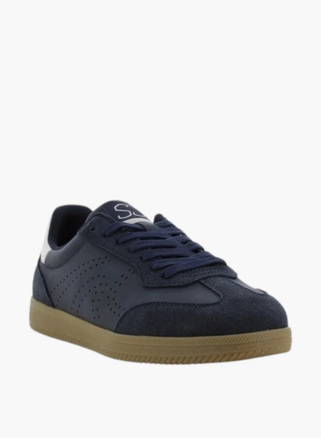 SJ Men's Perforated Sneakers with Lace-Up Closure - 637602-553