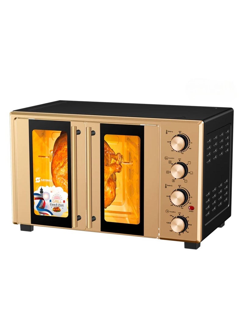 Generic 60L Electric Convection Oven – Double Glass Door Toaster Oven with 4 Knob Controls, Adjustable Thermostat – Household Countertop Oven for Baking, Roasting, French Toast  - Image 1