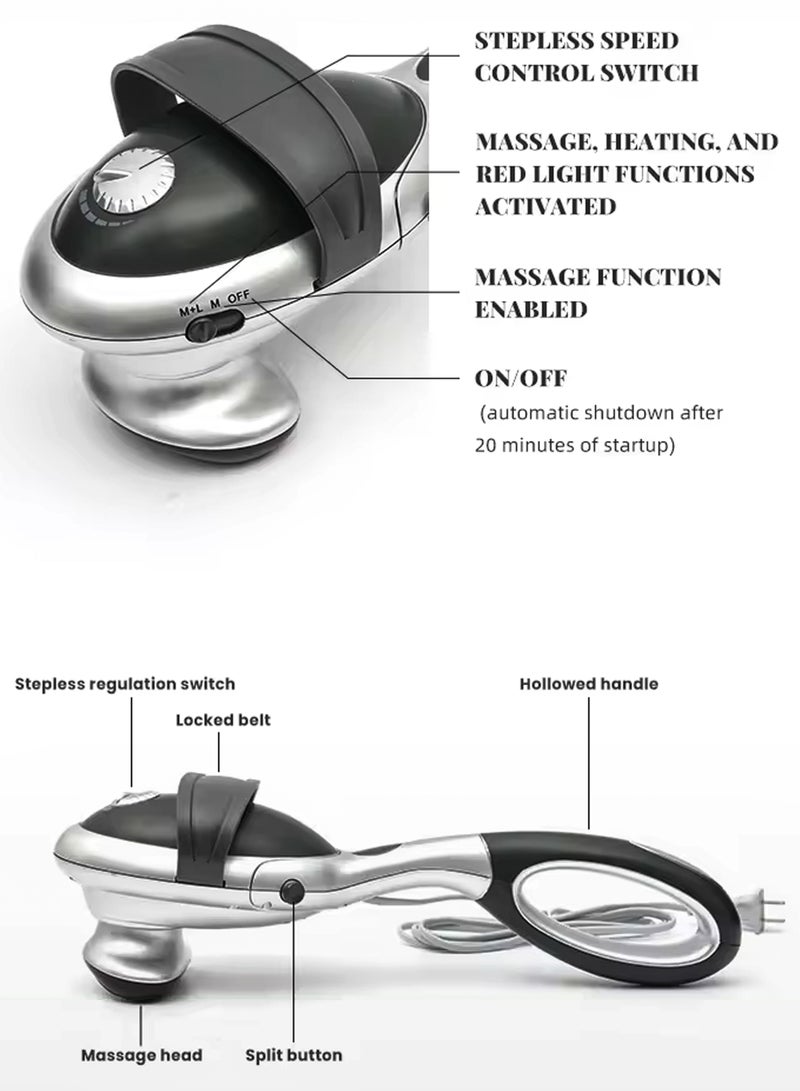 Handheld 2 In 1 Detachable Handle Full Body Massager Infrared Heating Vibration Deep Tissue Massage Electric Percussion For Neck Shoulder Back Arms Leg Foot Calf Muscle Relax Pain Hand Tension Relief - Image 5