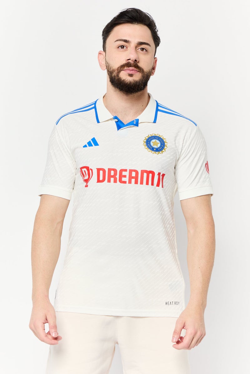 Adidas Men Sportswear Fit Short Sleeve Dream 11 Cricket Jersey, Off White - Image 1