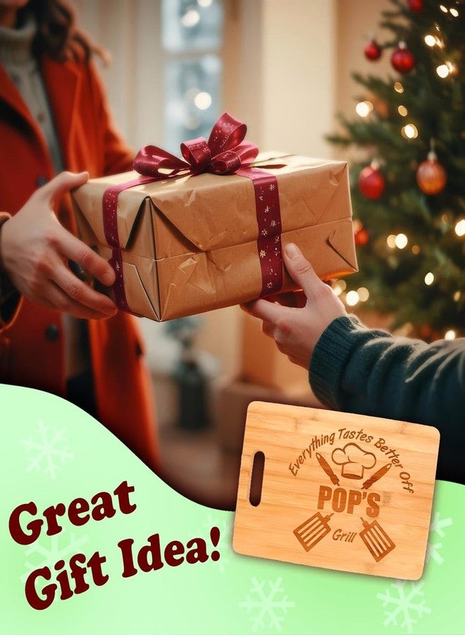 Personalized Gifts Laser Engraved Cutting Board Everything Tastes Better Off Pop's Grill Decorative Rectangle Shaped Wood Cutting Board - Image 2