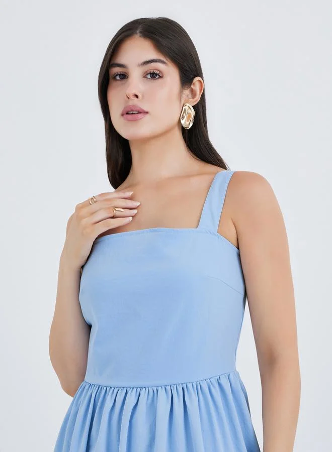 Styli Styli Plain Strappy A-Line Maxi Dress