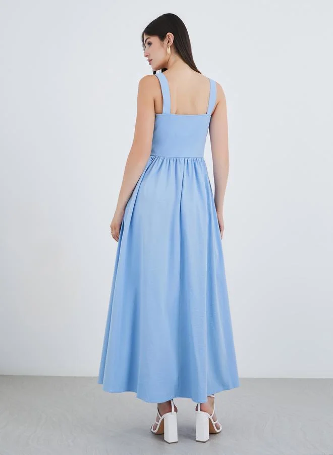 Styli Styli Plain Strappy A-Line Maxi Dress