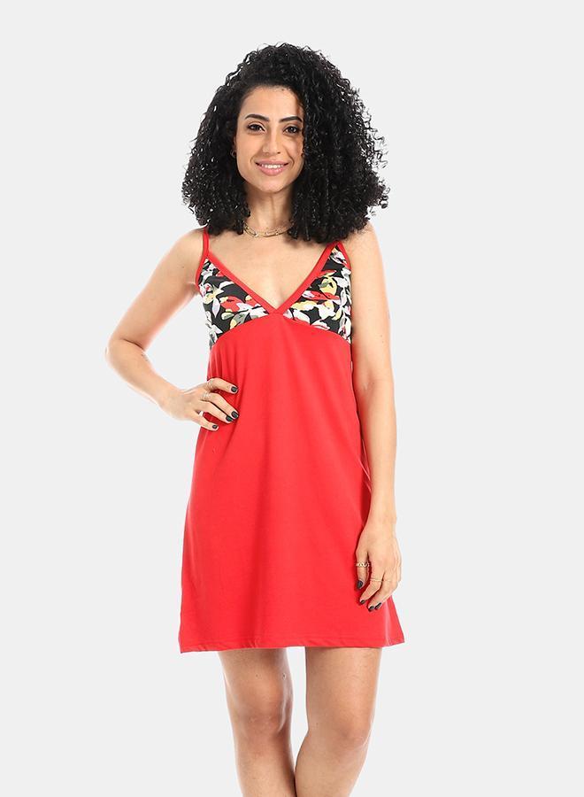 kady Red Printed Sleepshirt With Spaghetti Straps - Image 1
