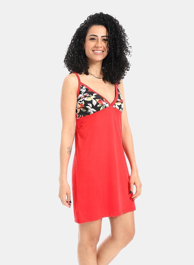 kady Red Printed Sleepshirt With Spaghetti Straps - Image 2