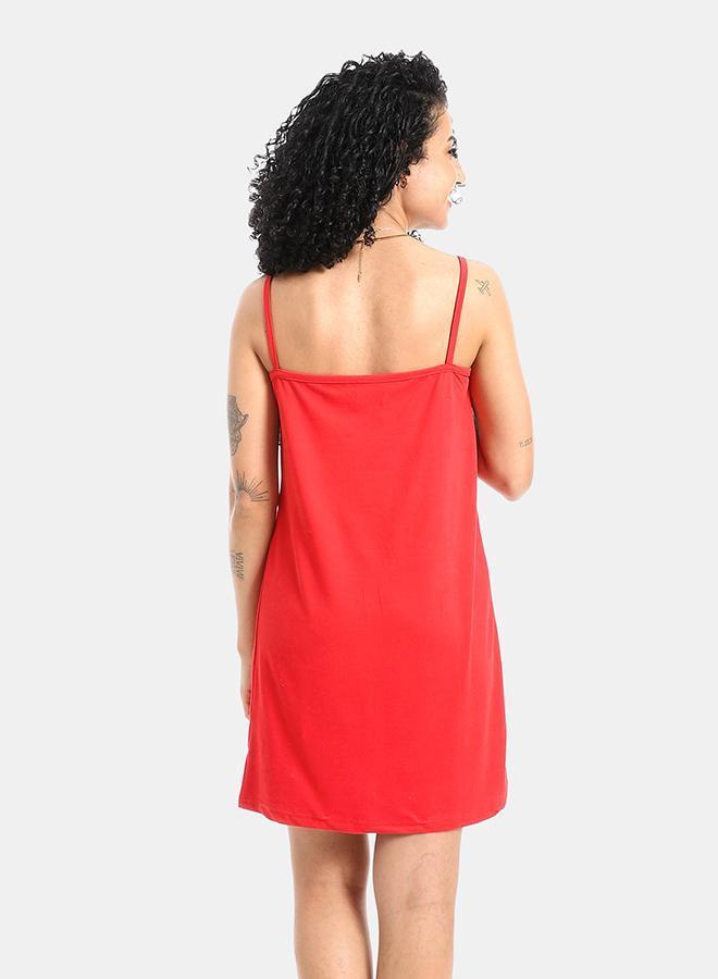 kady Red Printed Sleepshirt With Spaghetti Straps - Image 3