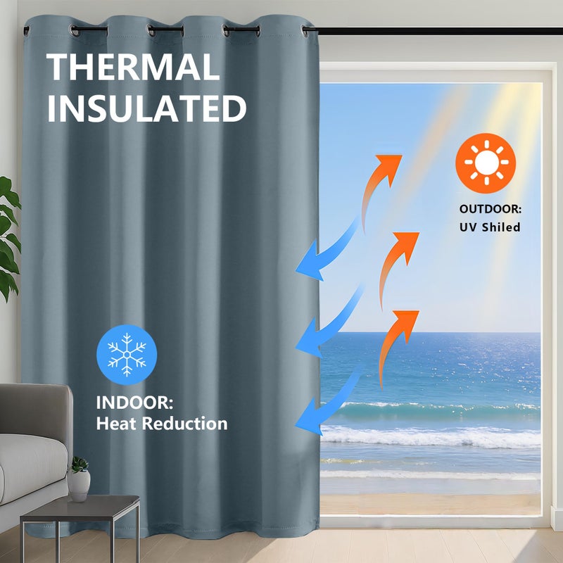 Simplebrand Stone Blue Room Darkening Curtains for Bedroom 63 Inch Length 2 Panels Set, Thermal Insulated Energy Saving Curtains for Kids Room, Grommet Solid Nursery Window Treatment Drapes, W40 x L63 - Image 2