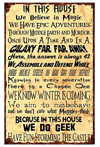 Vintage Funny Metal Tin Sign In This House We Do Geek Magic 8x12 Inches Poster Wall Decor Home Office Bar Garage Cafe Hotel Man Cave Club