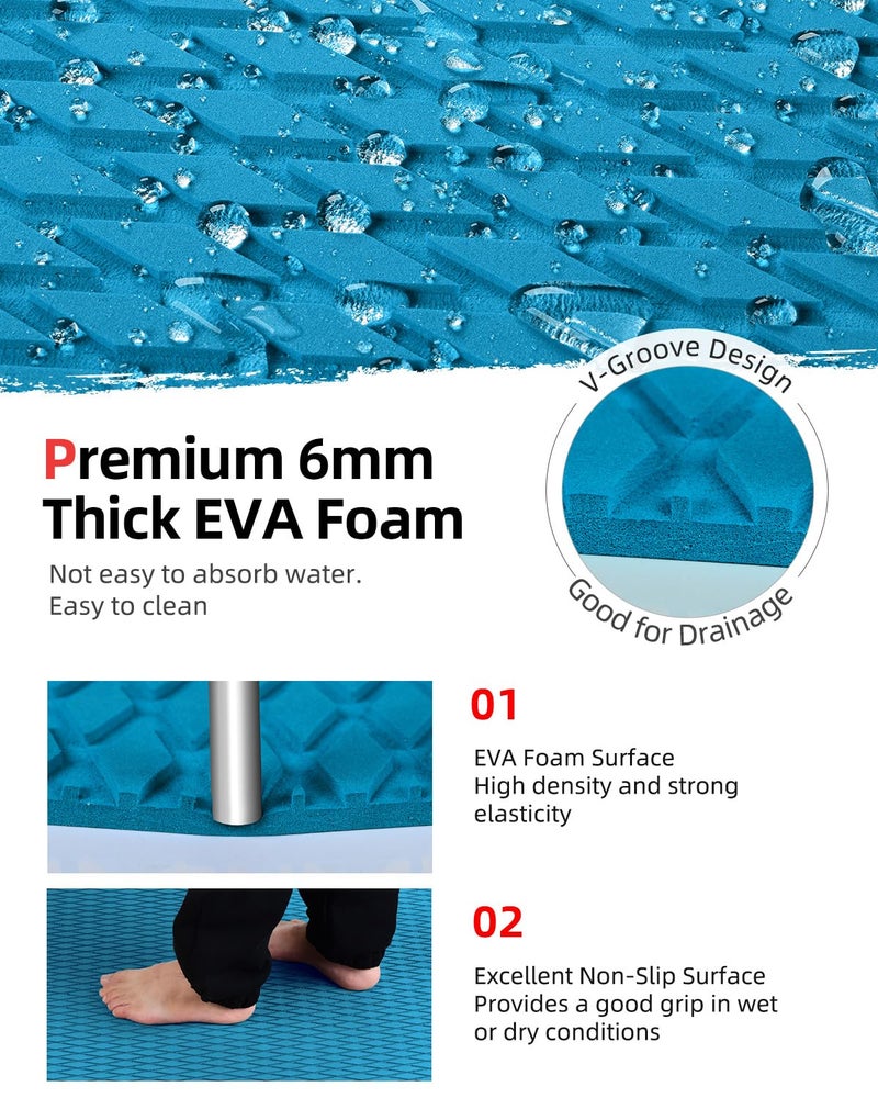 Abahub EVA Foam Boat Decking 48''x16'' Non-Slip Surfboard Traction Pad Grip Mat Self-Adhesive Trimmable Flooring Sheet for Boats SUP Board Kayak Surfing Blue - Image 3