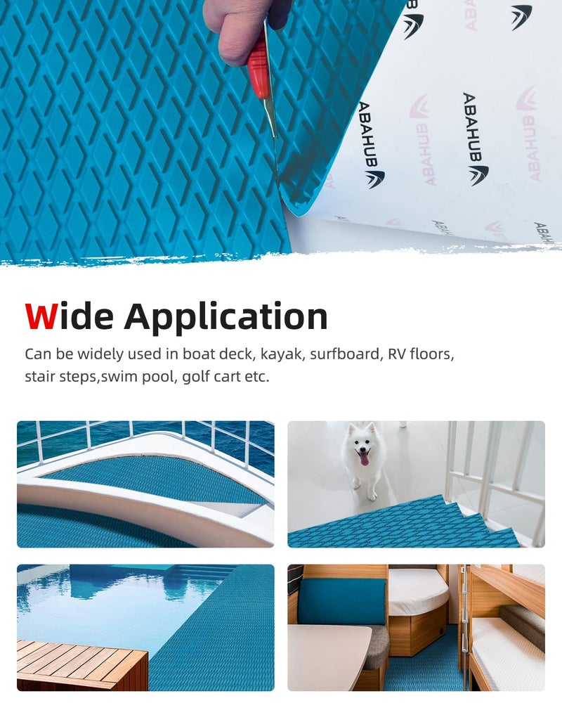 Abahub EVA Foam Boat Decking 48''x16'' Non-Slip Surfboard Traction Pad Grip Mat Self-Adhesive Trimmable Flooring Sheet for Boats SUP Board Kayak Surfing Blue - Image 5