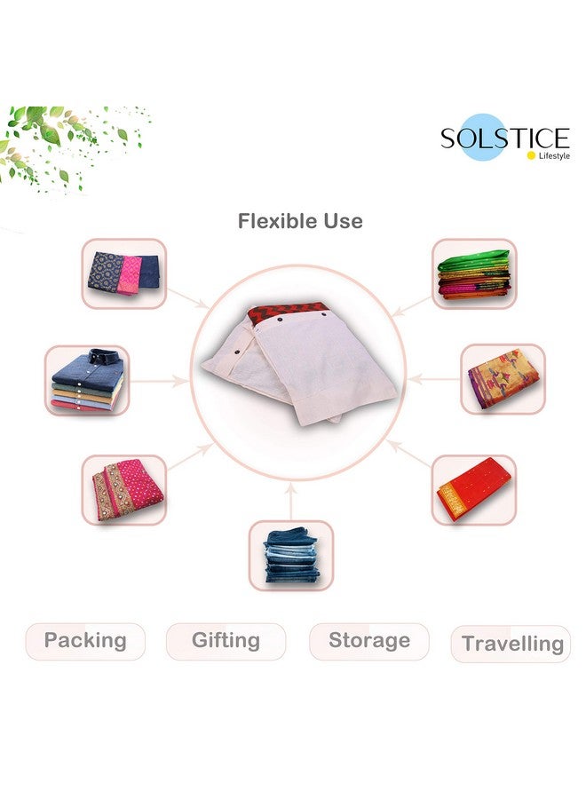 سولستيس مجموعة أغطية/أكياس الساري القطنية من SOLSTICE للتخزين، مقاس 16 × 14 (بوصة) لأغطية الملابس، وحقيبة التخزين، والسفر، ومنظم خزانة الملابس، مجموعة من (24) - Image 4