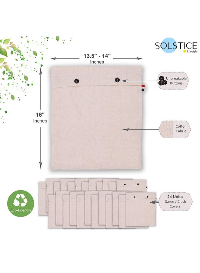 سولستيس مجموعة أغطية/أكياس الساري القطنية من SOLSTICE للتخزين، مقاس 16 × 14 (بوصة) لأغطية الملابس، وحقيبة التخزين، والسفر، ومنظم خزانة الملابس، مجموعة من (24) - Image 2