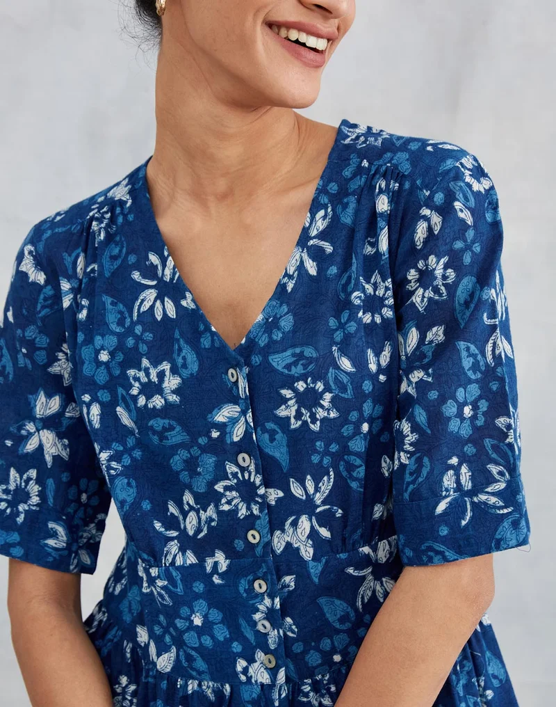 Fabindia Floral Cotton Midi Dress
