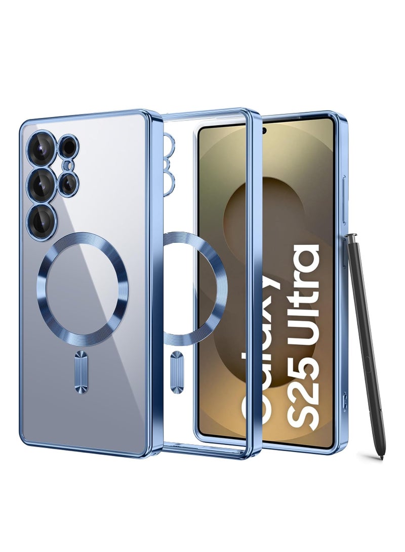 Magnetic Case for Samsung Galaxy S25 Ultra Compatible with Wireless Charging, Cover Camera Lens Protector, Slim Protective anti Yellowing Clear Case for Samsung S25 Ultra