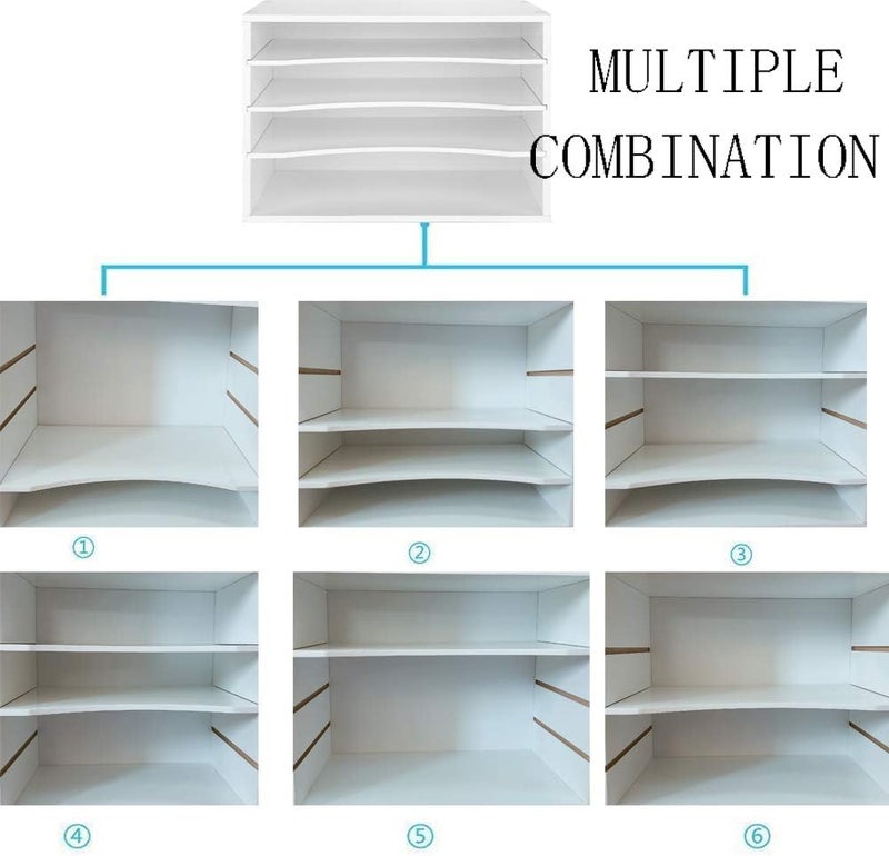 EMERIT 4-Tier Adjustable Paper Organizer, Large Capacity Desktop Organzier for Textbooks/Magazines/Office Files, Wooden Dividers, 7 lbs per Shelf, White - Image 4