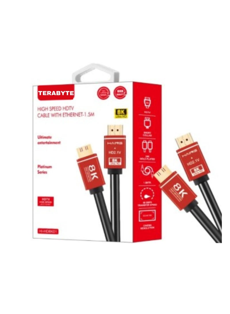 Terabyte HDMI 2.1 Cable HD8K03 8K High Speed HDTV HDMI 2.1 Cable with Ethernet 5M - Image 1