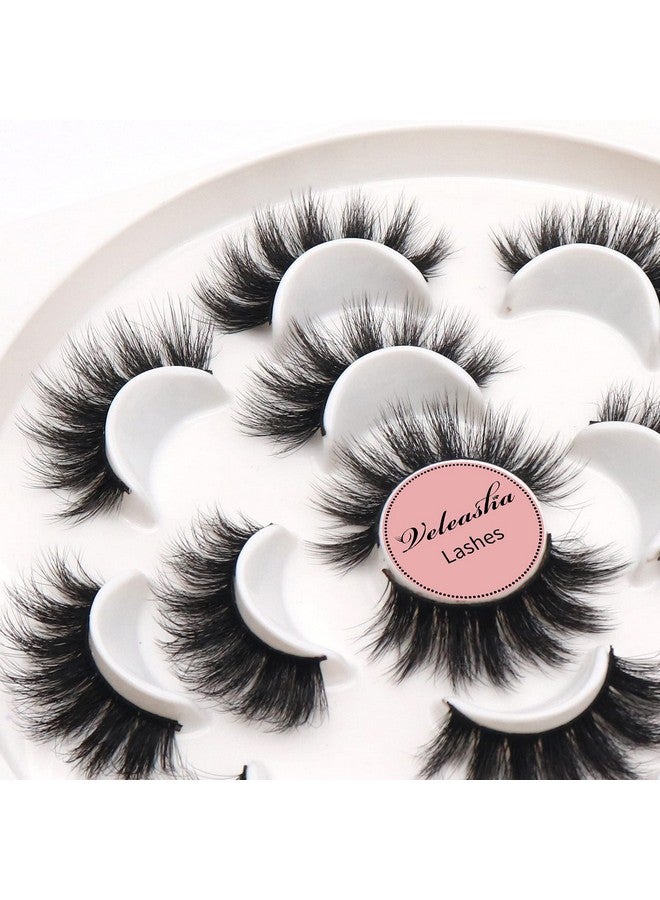 Veleasha Eyelashes Fluffy Lashes Pack 7 Multiple Pairs Thick Volume Mink Eyelashes Faux Full Eye Lashes For Dramatic Makeup (Fluffy) - Image 5