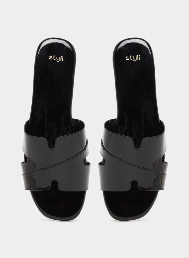 Styli Leather Look Slip-On Flat Sandals - Image 5