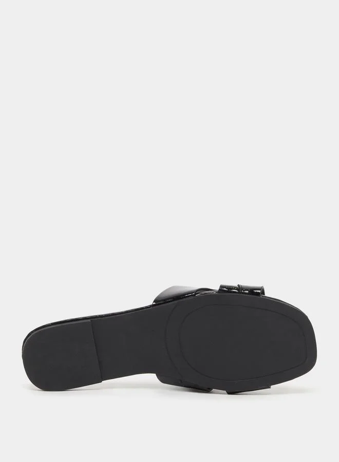 Styli Leather Look Slip-On Flat Sandals