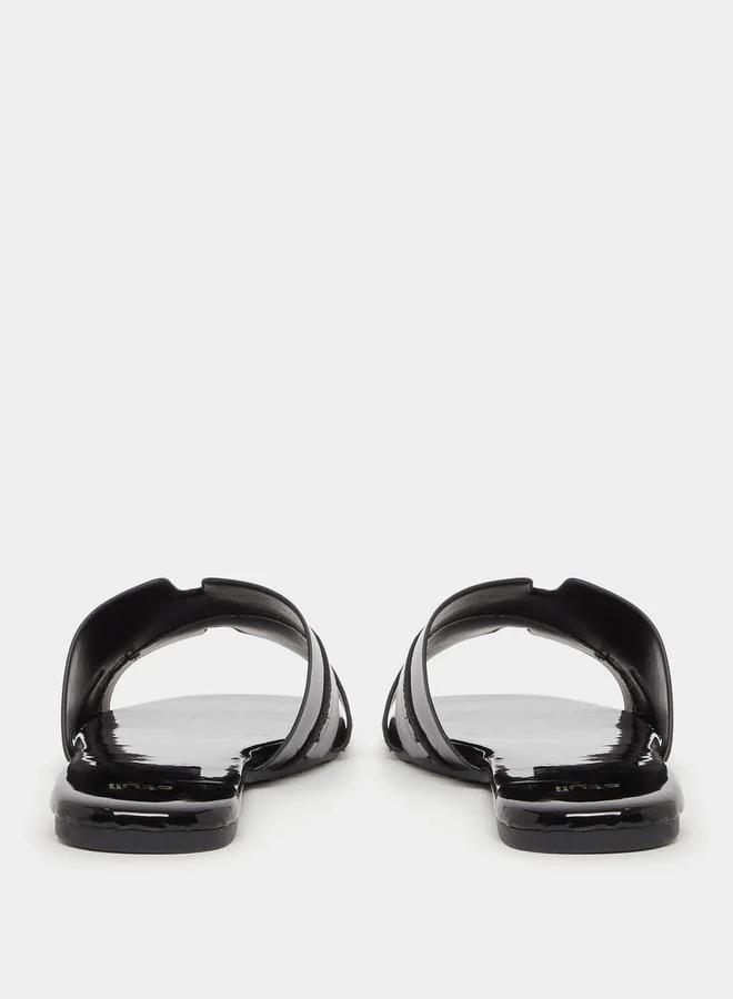 Styli Leather Look Slip-On Flat Sandals