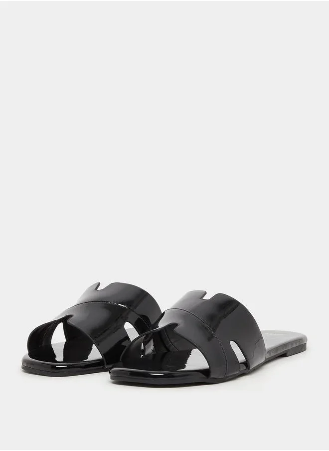 Styli Leather Look Slip-On Flat Sandals