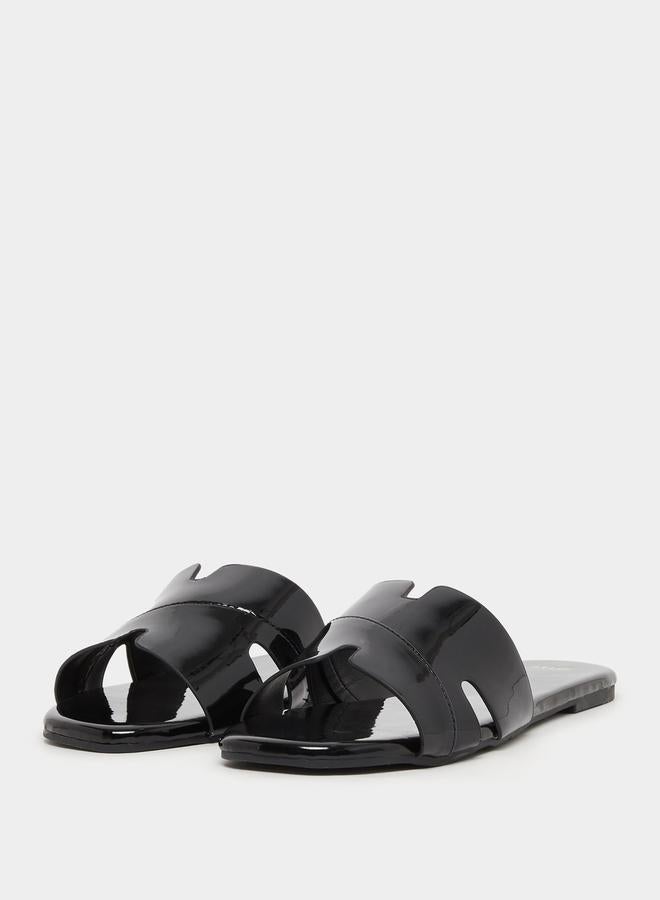 Styli Leather Look Slip-On Flat Sandals - Image 2