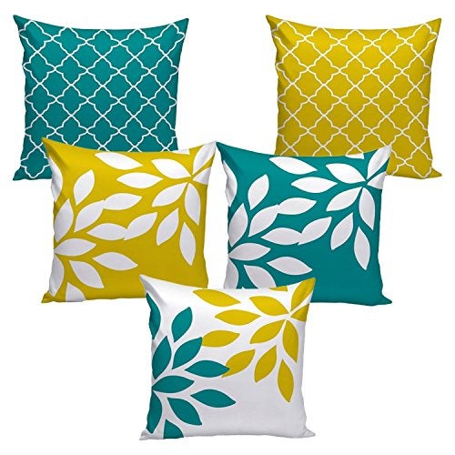 AEROHAVEN™ Set of 5 Multi Colored Decorative Throw Hand Made Velvet Cushion Covers - CC60 - (12" x 12" OR 30cm x 30cm) - Image 1