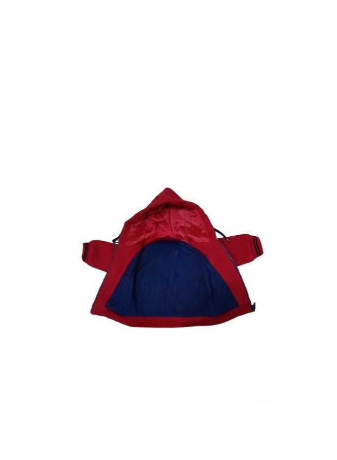 طقم ملابس خروج قطن فاخر مكون من 3 قطع، جاكيت بغطاء للرأس وأكمام طويلة وتيشرت بأكمام طويلة وكباسين وبنطلون مبطن  للأولاد - متعدد الالوان - 9 شهور - Image 5