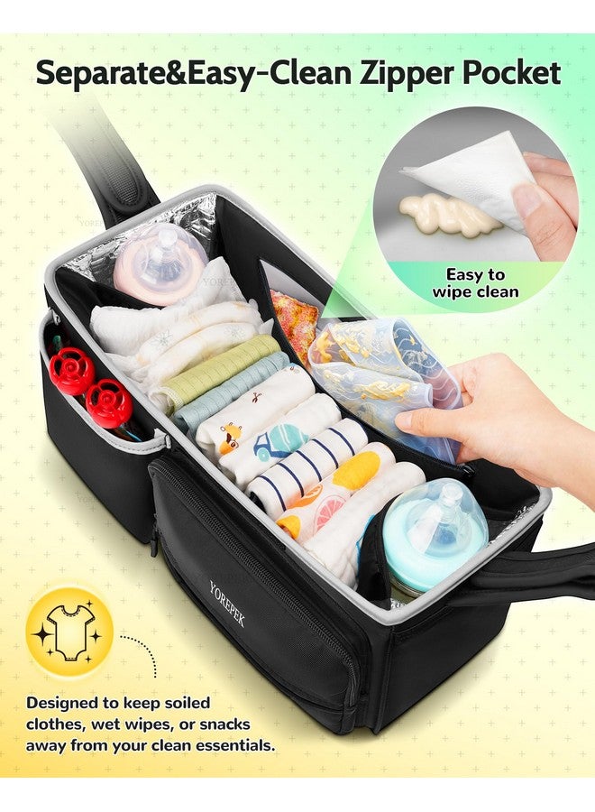 YOREPEK Spacious Stroller Caddy Fits for UPPAbaby Vista/Minu/Cruz, Adjustable Stroller Organizer with 2 Insulated Cup Holders, Easy-clean Stroller Bag for Travel, Walks, Accessories, Baby Essentials - Image 4