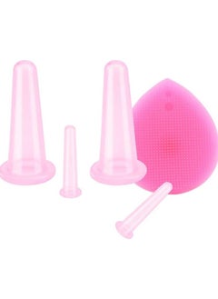 ORiTi RiTi Silicone Facial Cupping Therapy Set - Eye and Face Vacuum Body Massage Cup Kit 4 Cups with Free Exfoliating Face Cleansing Massage Brush  - Image 1