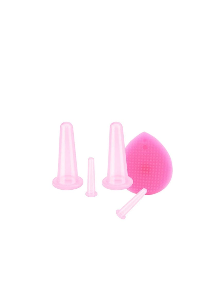 ORiTi RiTi Silicone Facial Cupping Therapy Set - Eye and Face Vacuum Body Massage Cup Kit 4 Cups with Free Exfoliating Face Cleansing Massage Brush  - Image 2