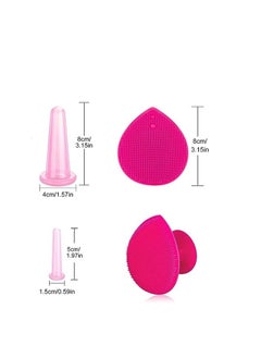 ORiTi RiTi Silicone Facial Cupping Therapy Set - Eye and Face Vacuum Body Massage Cup Kit 4 Cups with Free Exfoliating Face Cleansing Massage Brush  - Image 3