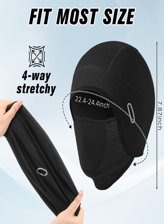 Simlakey Winter Skull Cap Helmet Liner Hat with Face Cover, Thermal Balaclava Face Mask with Glasses Hole for Men Cycling Ski, Black, M - Image 3
