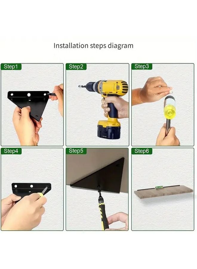 2 Pack Triangle Shelf Brackets Kitchen Wall Mounted Floating Board Storage Rack - Image 4